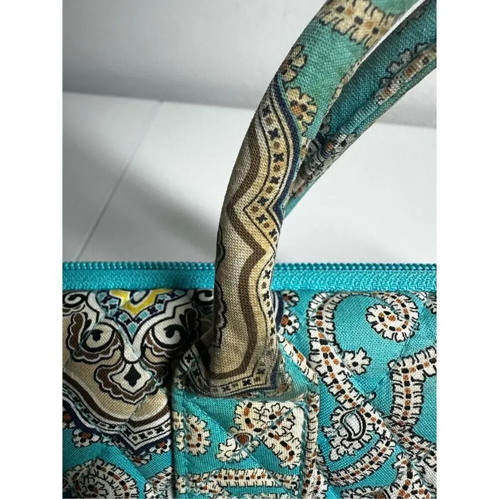 Rare Vera Bradley Laptop Portfolio Turquoise Brown Bag 17